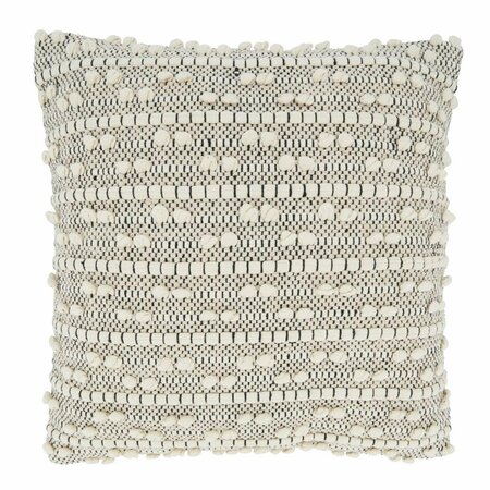 SARO 18 in. Moroccan Design Square Throw Pillow with Poly Filling, Natural 2901.N18SP